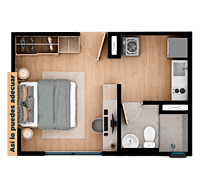 Tipo E - Área total construida 20.39 m²