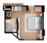 Tipo C - Área total construida 20.48 m²