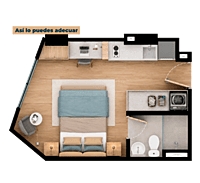 Tipo B -Área total construida 20.74 m²