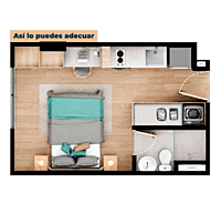 Tipo A -Área total construida 21.46 m²