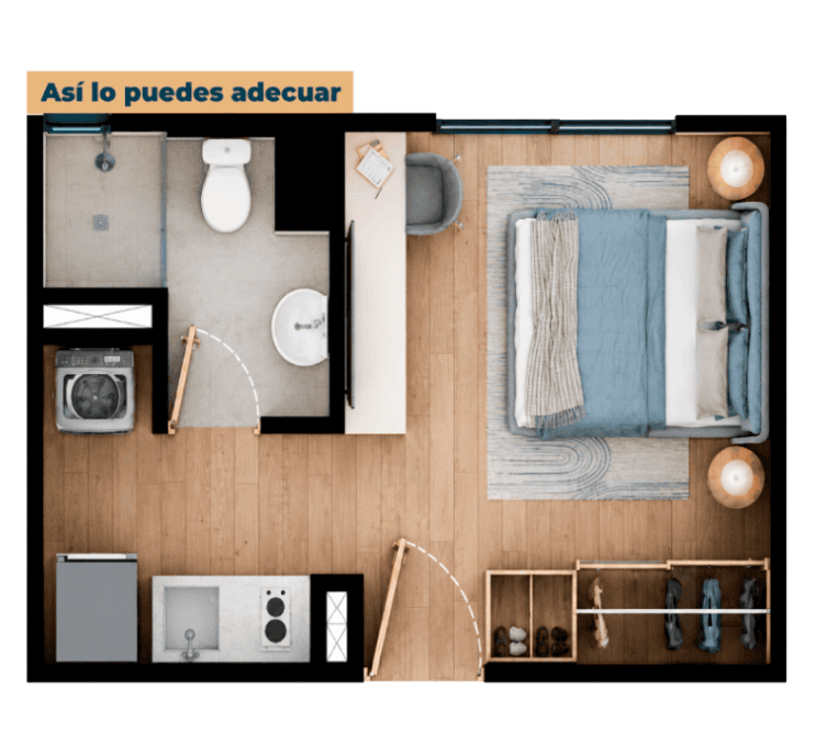 Tipo F - Área total construida 19.59 m²