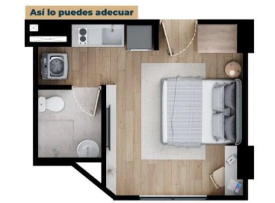 Tipo C - Área total construida 20.48 m²
