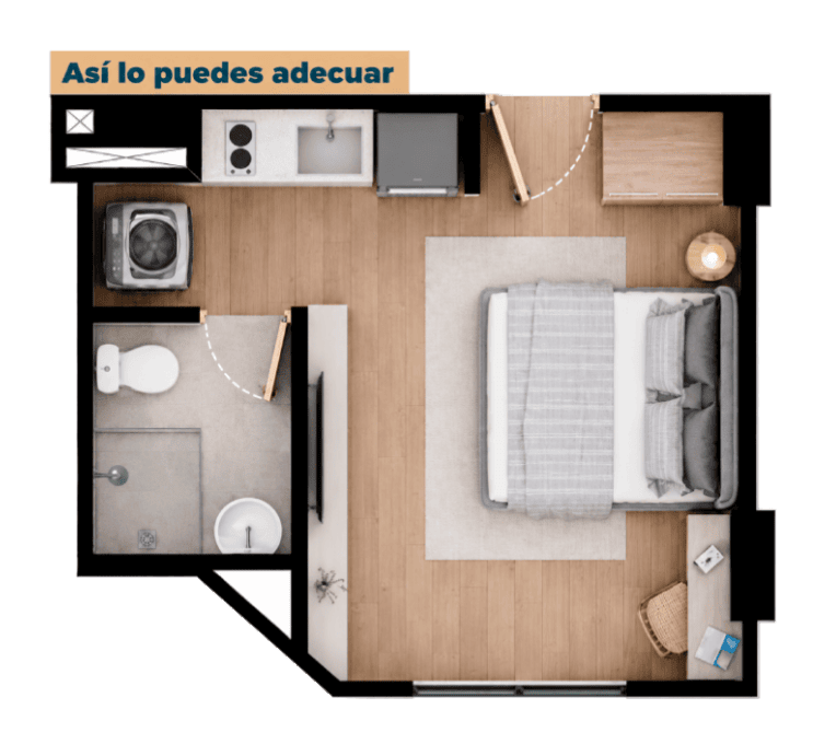 Tipo C - Área total construida 20.48 m²