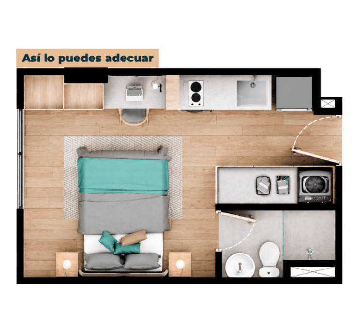 Tipo A -Área total construida 21.46 m²