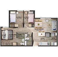 Área total construida 48 m²