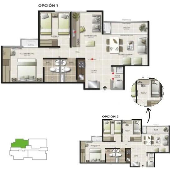 Torre 6 - Área Total construida 61,95 m²