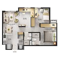 PLANO TIPO 3 - Área total construida 53 m²