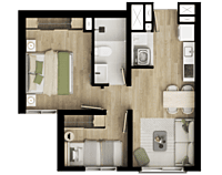 Tipo A VIS - Áreas total Construidas desde 36 m² hasta 38 m² - Áreas privadas desde 30 m² hasta 32 m²