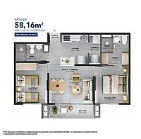 Área total construida 58.16 m²