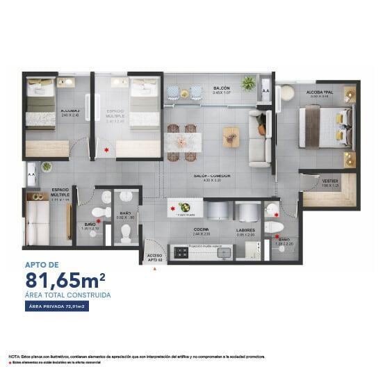 Área total construida 81.65 m²