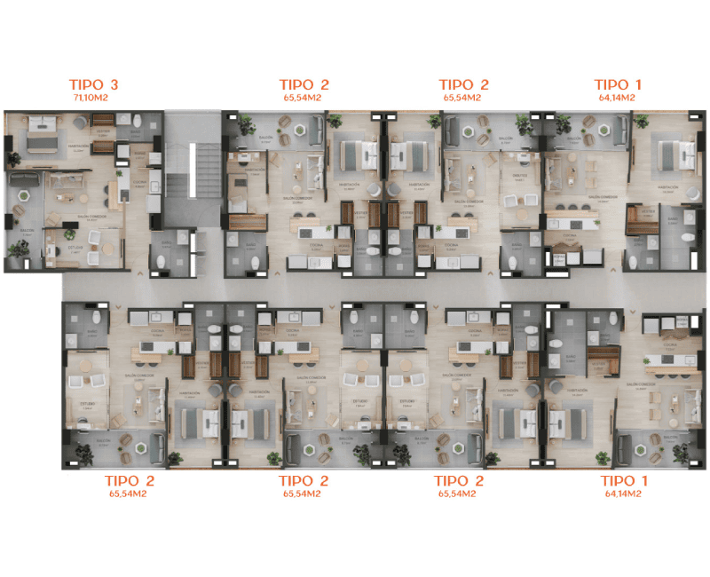 Planta Típica - Apartasuites T4